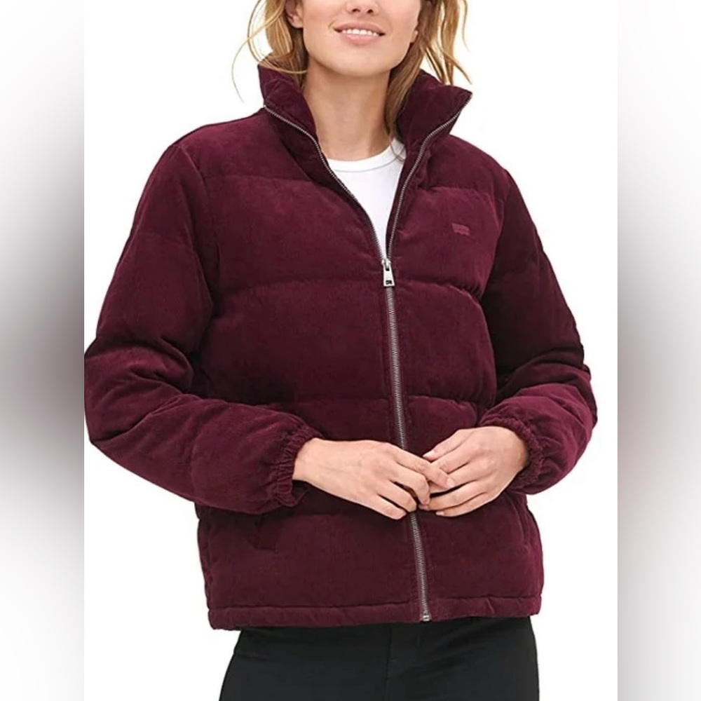 Levi's Ladies' Corduroy Jacket Full Zip Coat Puffy Burgundy Maroon Red Small